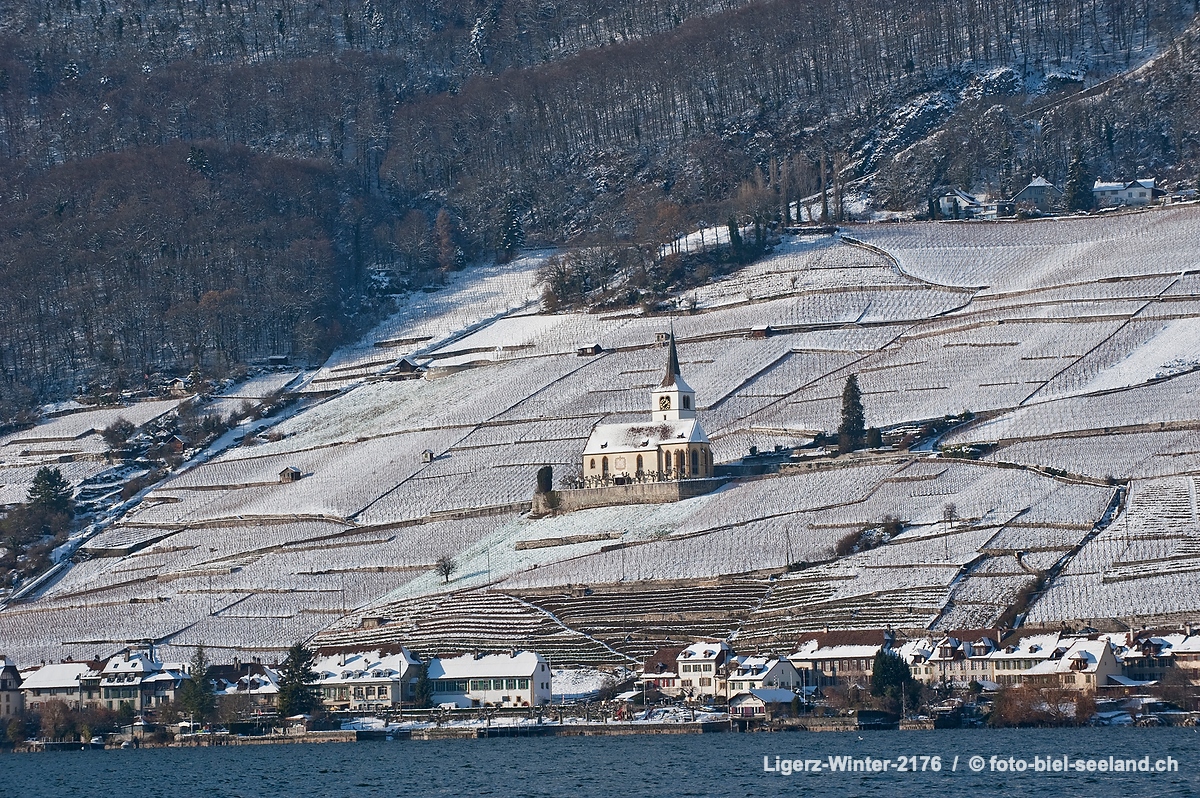 Bildname:  Ligerz-Winter-2176 Ligerz im WinterBildgrösse: 4256  x 2832 px /  36.0 x 24.0 cm (300dpi)Stichwörter:  Berner Seeland, Bielersee, Drei...