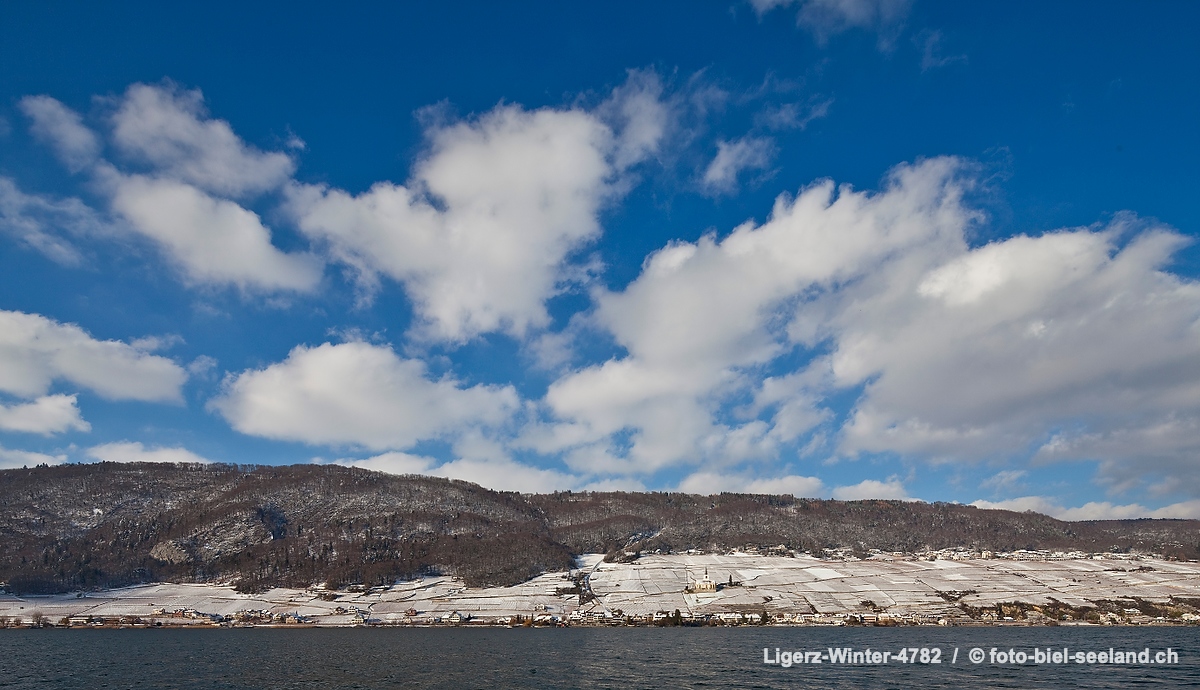 Bildname:  Ligerz-Winter-4782 Ligerz im WinterBildgrösse: 5522  x 3180 px /  46.8 x 26.9 cm (300dpi)Stichwörter:  Berner Seeland, Bielersee, Drei...