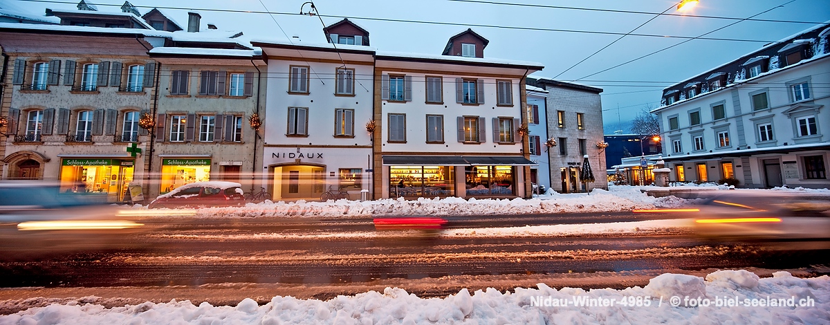 Bildname:  Nidau-Winter-4985 Alststadt Nidau im WinterBildgrösse: 9321  x 3659 px /  78.9 x 31.0 cm (300dpi)Stichwörter:  Altstadt, Berner Seeland,...