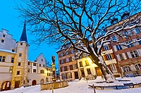 Obergasse mit Engelbrunnen in der Bieler Altstadt