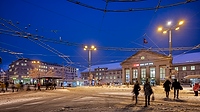 Bahnhofplatz Biel im Winter