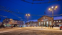 Bahnhofplatz Biel im Winter