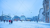 Zentralplatz Biel im Winter