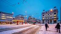 Zentralplatz Biel im Winter