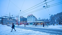 Zentralplatz Biel im Winter